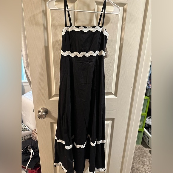 🆕 SIM & SAM Black Midi Ric Rac Dress - Picture 3 of 8